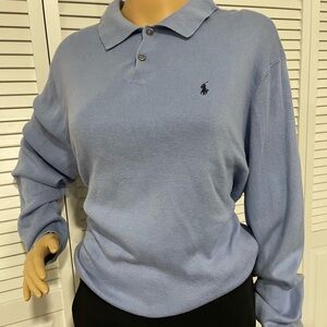 Ralph Lauren Light Blue Long-Sleeve Polo Shirt with Embroidered Pony